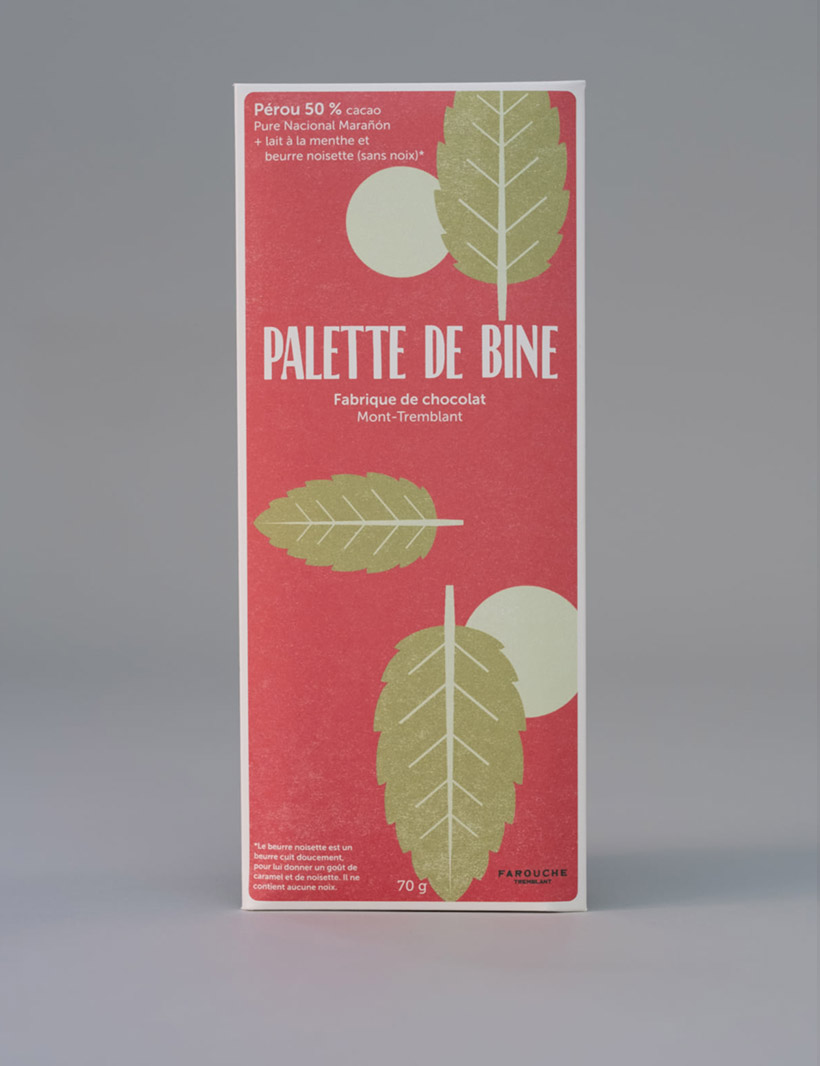 Chocolat Palette de Bine, menthe 50% cacao et beurre noisette