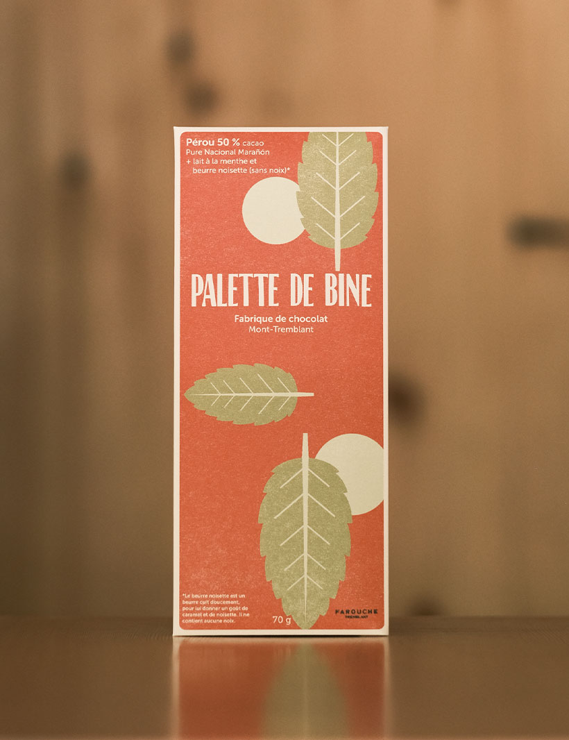 Chocolat Palette de Bine, menthe 50% cacao et beurre noisette