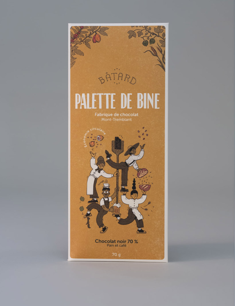 palette de chocolat bâtard pain et café